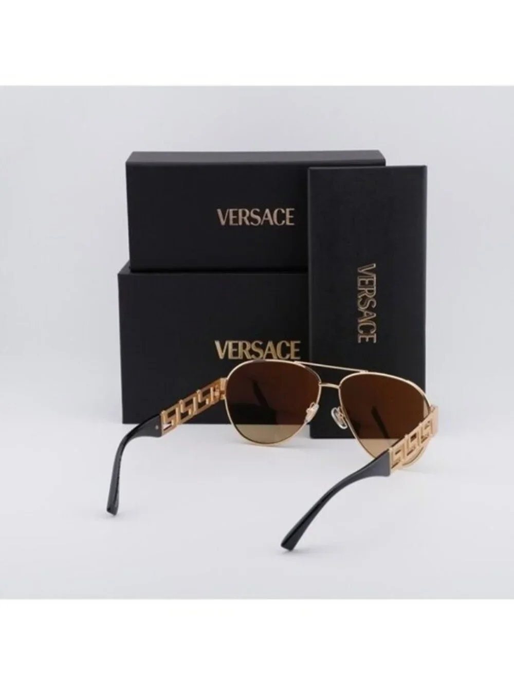 Versace VE2289 1002D8 Sunglasses Gold Aviator Frame, Light Yellow Mirror Lenses